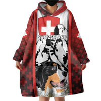 Switzerland Bernese Mountain Dog Wearable Blanket Hoodie Edelweiss Coat Of Arms