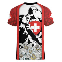 Switzerland Bernese Mountain Dog Women V-Neck T-Shirt Edelweiss Coat Of Arms