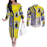 Saint Lucia Football Couples Matching Off The Shoulder Long Sleeve Dress and Long Sleeve Button Shirt Piton Boyz Soccer - Road To Champion