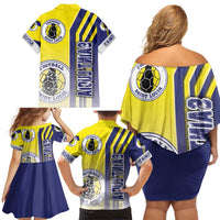 Saint Lucia Football Family Matching Off Shoulder Short Dress and Hawaiian Shirt Piton Boyz Soccer - Road To Champion