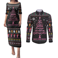 Christmas Tree Breast Cancer Couples Matching Puletasi and Long Sleeve Button Shirt Survivor - Wonder Print Shop