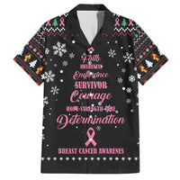 Christmas Tree Breast Cancer Family Matching Off The Shoulder Long Sleeve Dress and Hawaiian Shirt Survivor - Wonder Print Shop