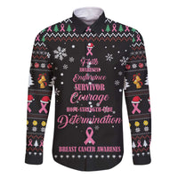 Christmas Tree Breast Cancer Family Matching Off The Shoulder Long Sleeve Dress and Hawaiian Shirt Survivor - Wonder Print Shop