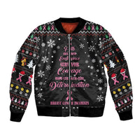 Christmas Tree Breast Cancer Sleeve Zip Bomber Jacket Survivor - Wonder Print Shop
