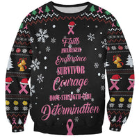 Christmas Tree Breast Cancer Sweatshirt Survivor - Wonder Print Shop