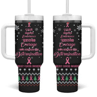 Christmas Tree Breast Cancer Tumbler With Handle Survivor - Wonder Print Shop