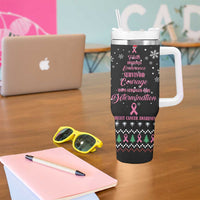 Christmas Tree Breast Cancer Tumbler With Handle Survivor - Wonder Print Shop