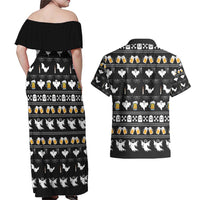 Christmas Boo Beer Couples Matching Off Shoulder Maxi Dress and Hawaiian Shirt I'm Just Here For The Boos - Wonder Print Shop