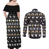 Christmas Boo Beer Couples Matching Off Shoulder Maxi Dress and Long Sleeve Button Shirt I'm Just Here For The Boos - Wonder Print Shop