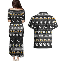 Christmas Boo Beer Couples Matching Puletasi and Hawaiian Shirt I'm Just Here For The Boos - Wonder Print Shop