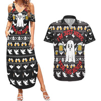 Christmas Boo Beer Couples Matching Summer Maxi Dress and Hawaiian Shirt I'm Just Here For The Boos - Wonder Print Shop