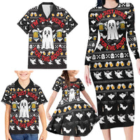 Christmas Boo Beer Family Matching Long Sleeve Bodycon Dress and Hawaiian Shirt I'm Just Here For The Boos - Wonder Print Shop