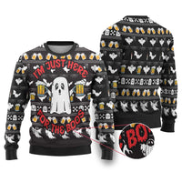 Christmas Boo Beer Ugly Christmas Sweater I'm Just Here For The Boos - Wonder Print Shop
