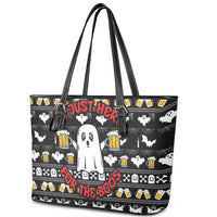 Christmas Boo Beer Leather Tote Bag I'm Just Here For The Boos - Wonder Print Shop