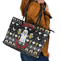 Christmas Boo Beer Leather Tote Bag I'm Just Here For The Boos - Wonder Print Shop