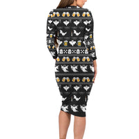 Christmas Boo Beer Long Sleeve Bodycon Dress I'm Just Here For The Boos - Wonder Print Shop