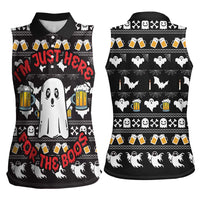 Christmas Boo Beer Women Sleeveless Polo Shirt I'm Just Here For The Boos - Wonder Print Shop