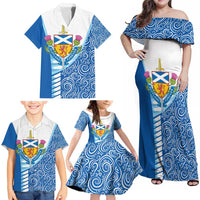 Scotland Forever Family Matching Off Shoulder Maxi Dress and Hawaiian Shirt Thistle Lion Rampant