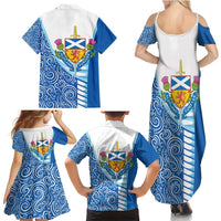 Scotland Forever Family Matching Summer Maxi Dress and Hawaiian Shirt Thistle Lion Rampant