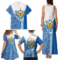 Scotland Forever Family Matching Tank Maxi Dress and Hawaiian Shirt Thistle Lion Rampant