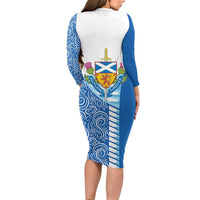 Scotland Forever Long Sleeve Bodycon Dress Thistle Lion Rampant