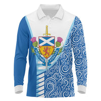 Scotland Forever Long Sleeve Polo Shirt Thistle Lion Rampant