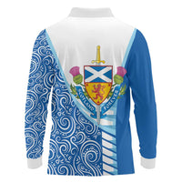 Scotland Forever Long Sleeve Polo Shirt Thistle Lion Rampant