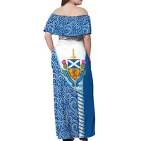 Scotland Forever Off Shoulder Maxi Dress Thistle Lion Rampant