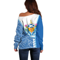 Scotland Forever Off Shoulder Sweater Thistle Lion Rampant