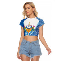 Scotland Forever Raglan Cropped T Shirt Thistle Lion Rampant - Wonder Print Shop