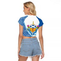Scotland Forever Raglan Cropped T Shirt Thistle Lion Rampant - Wonder Print Shop