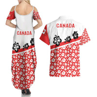 Canada Couples Matching Summer Maxi Dress and Hawaiian Shirt Summer Hibiscus Tropical Flower