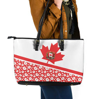 Canada Leather Tote Bag Summer Hibiscus Tropical Flower
