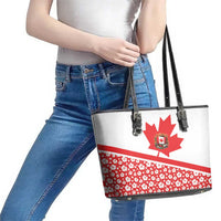 Canada Leather Tote Bag Summer Hibiscus Tropical Flower