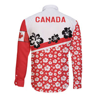 Canada Long Sleeve Button Shirt Summer Hibiscus Tropical Flower