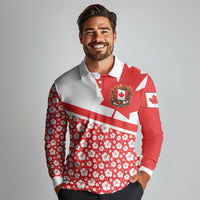Canada Long Sleeve Polo Shirt Summer Hibiscus Tropical Flower