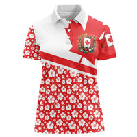 Canada Women Polo Shirt Summer Hibiscus Tropical Flower