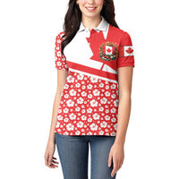 Canada Women Polo Shirt Summer Hibiscus Tropical Flower