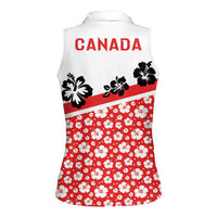 Canada Women Sleeveless Polo Shirt Summer Hibiscus Tropical Flower