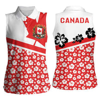 Canada Women Sleeveless Polo Shirt Summer Hibiscus Tropical Flower