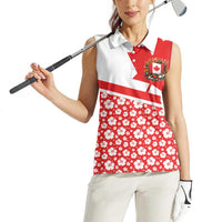Canada Women Sleeveless Polo Shirt Summer Hibiscus Tropical Flower