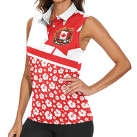Canada Women Sleeveless Polo Shirt Summer Hibiscus Tropical Flower