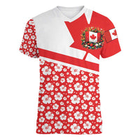 Canada Women V-Neck T-Shirt Summer Hibiscus Tropical Flower