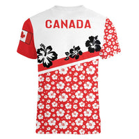 Canada Women V-Neck T-Shirt Summer Hibiscus Tropical Flower
