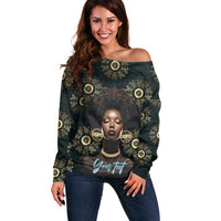 Personalized Powerful Woman in Patterns African Off Shoulder Sweater
