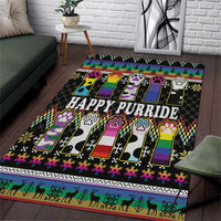 Pride Cat LGBT Area Rug Happy Purride Christmas - Cute Pet Rainbow Flag - Wonder Print Shop