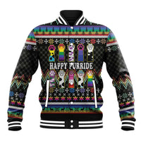 Pride Cat LGBT Baseball Jacket Happy Purride Christmas - Cute Pet Rainbow Flag - Wonder Print Shop