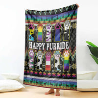Pride Cat LGBT Blanket Happy Purride Christmas - Cute Pet Rainbow Flag