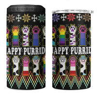 Pride Cat LGBT 4 in 1 Can Cooler Tumbler Happy Purride Christmas - Cute Pet Rainbow Flag - Wonder Print Shop