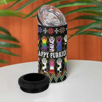 Pride Cat LGBT 4 in 1 Can Cooler Tumbler Happy Purride Christmas - Cute Pet Rainbow Flag - Wonder Print Shop